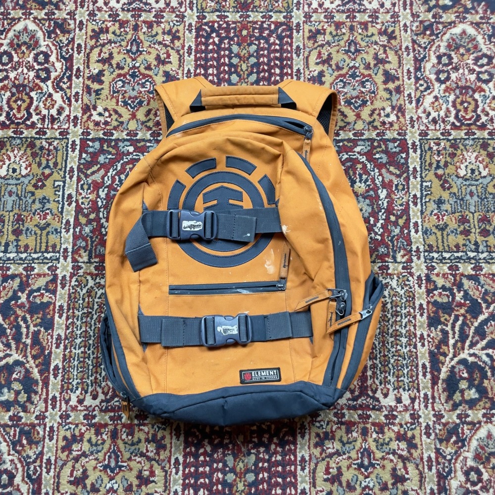 VTG 00s Element Mohave Skateboard Skate Backpack Orange Navy Blue Rust Big Logo